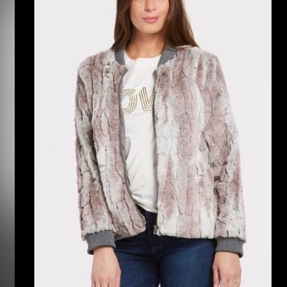 dylan Gray Faux Fur Jacket Large Women’s Cozy Bomber Jacket - Picture 1 of 12